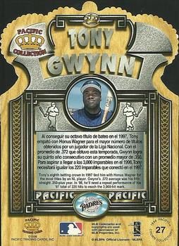 1998 Pacific - Gold Crown Die Cuts #27 Tony Gwynn Back