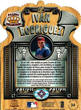 1998 Pacific - Gold Crown Die Cuts #34 Ivan Rodriguez Back