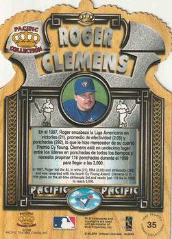 1998 Pacific - Gold Crown Die Cuts #35 Roger Clemens Back