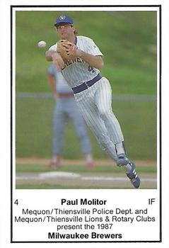 1987 Milwaukee Brewers Police - Mequon/Thiensville Police Dept and Mequon/Thiensville Lions & Rotary Clubs #NNO Paul Molitor Front