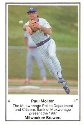 1987 Milwaukee Brewers Police - Mukwonago Police Department and Citizens Bank of Mukwonago #NNO Paul Molitor Front