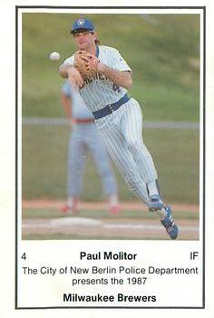 1987 Milwaukee Brewers Police - New Berlin, City Of PD #NNO Paul Molitor Front