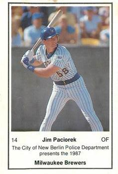1987 Milwaukee Brewers Police - New Berlin, City Of PD #NNO Jim Paciorek Front