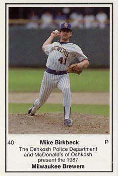 1987 Milwaukee Brewers Police - Oshkosh Police Department and McDonald's Of Oshkosh #NNO Mike Birkbeck Front