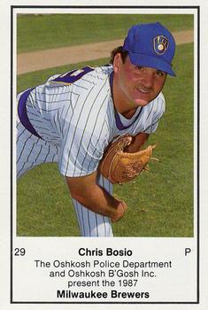 1987 Milwaukee Brewers Police - Oshkosh Police Department and Oshkosh B'Gosh Inc. #NNO Chris Bosio Front