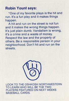 1987 Milwaukee Brewers Police - Oshkosh Police Department and Oshkosh B'Gosh Inc. #NNO Robin Yount Back