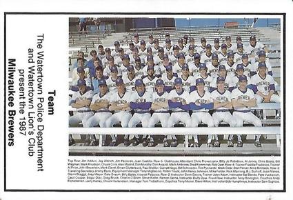 1987 Milwaukee Brewers Police - Watertown Police Department and Watertown Lion's Club #NNO Milwaukee Brewers Team Photo Front