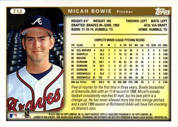 1999 Topps Traded and Rookies - Autographs #T12 Micah Bowie  Back