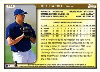 1999 Topps Traded and Rookies - Autographs #T14 Jose Garcia  Back