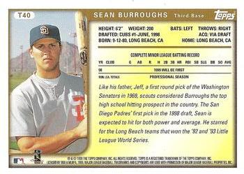 1999 Topps Traded and Rookies - Autographs #T40 Sean Burroughs  Back