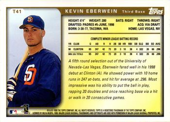 1999 Topps Traded and Rookies - Autographs #T41 Kevin Eberwein  Back