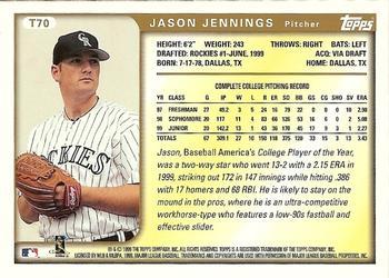 1999 Topps Traded and Rookies - Autographs #T70 Jason Jennings  Back