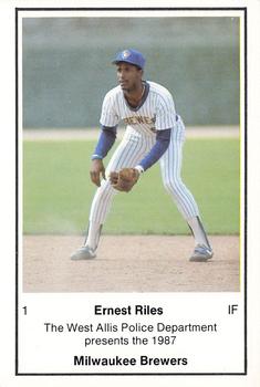 1987 Milwaukee Brewers Police - West Allis Police Department #NNO Ernest Riles Front