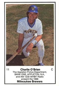 1988 Milwaukee Brewers Police - Appleton Police Department, BANK ONE, APPLETON, N.A. & AM 1230 WHBY Radio #NNO Charlie O'Brien Front