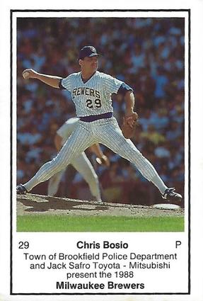1988 Milwaukee Brewers Police - Town of Brookfield Police Department and Jack Safro Toyota - Mitsubishi #NNO Chris Bosio Front