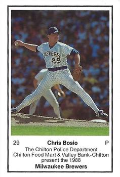 1988 Milwaukee Brewers Police - Chilton Police Department, Chilton Food Mart & Valley Bank-Chilton #NNO Chris Bosio Front