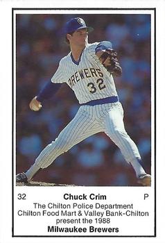 1988 Milwaukee Brewers Police - Chilton Police Department, Chilton Food Mart & Valley Bank-Chilton #NNO Chuck Crim Front