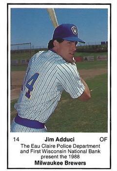 1988 Milwaukee Brewers Police - Eau Claire #NNO Jim Adduci Front