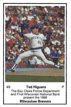 1988 Milwaukee Brewers Police - Eau Claire #NNO Ted Higuera Front