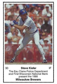 1988 Milwaukee Brewers Police - Eau Claire #NNO Steve Kiefer Front