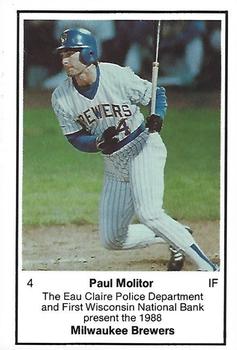 1988 Milwaukee Brewers Police - Eau Claire #NNO Paul Molitor Front