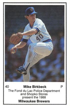 1988 Milwaukee Brewers Police - Fond du Lac Police Department & Shopko Stores #NNO Mike Birkbeck Front