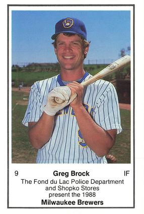 1988 Milwaukee Brewers Police - Fond du Lac Police Department & Shopko Stores #NNO Greg Brock Front