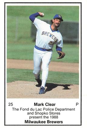 1988 Milwaukee Brewers Police - Fond du Lac Police Department & Shopko Stores #NNO Mark Clear Front