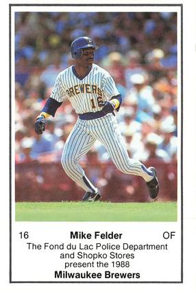 1988 Milwaukee Brewers Police - Fond du Lac Police Department & Shopko Stores #NNO Mike Felder Front