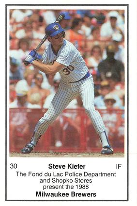 1988 Milwaukee Brewers Police - Fond du Lac Police Department & Shopko Stores #NNO Steve Kiefer Front