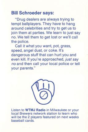 1988 Milwaukee Brewers Police - Fond du Lac Police Department & Shopko Stores #NNO Bill Schroeder Back