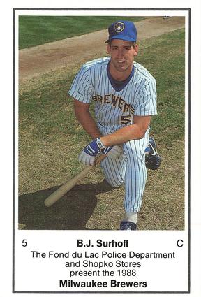 1988 Milwaukee Brewers Police - Fond du Lac Police Department & Shopko Stores #NNO B.J. Surhoff Front