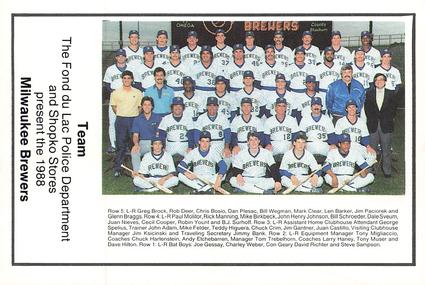 1988 Milwaukee Brewers Police - Fond du Lac Police Department & Shopko Stores #NNO Milwaukee Brewers Team Photo Front