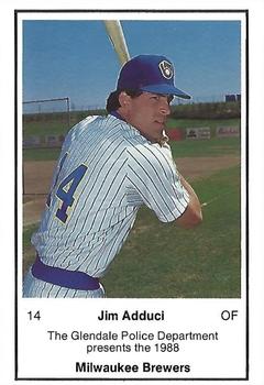 1988 Milwaukee Brewers Police - Glendale Police Department #NNO Jim Adduci Front