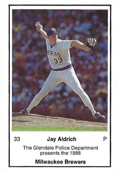 1988 Milwaukee Brewers Police - Glendale Police Department #NNO Jay Aldrich Front