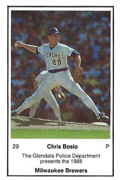 1988 Milwaukee Brewers Police - Glendale Police Department #NNO Chris Bosio Front