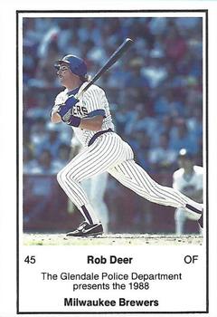 1988 Milwaukee Brewers Police - Glendale Police Department #NNO Rob Deer Front