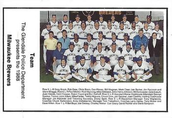 1988 Milwaukee Brewers Police - Glendale Police Department #NNO Milwaukee Brewers Team Photo Front
