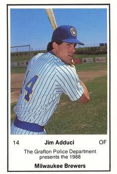 1988 Milwaukee Brewers Police - Grafton Police Department #NNO Jim Adduci Front