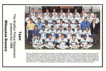 1988 Milwaukee Brewers Police - Grafton Police Department #NNO Milwaukee Brewers Team Photo Front