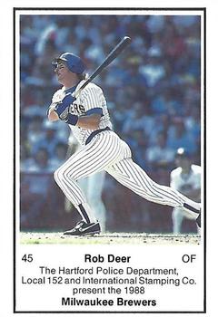 1988 Milwaukee Brewers Police - Hartford Police Department, Local 152 and International Stamping Co. #NNO Rob Deer Front