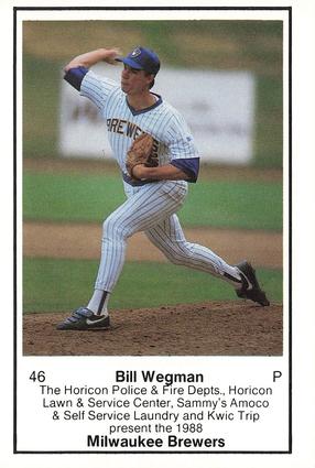 1988 Milwaukee Brewers Police - Horicon Police & Fire Depts, Horicon Lawn & Service Center, Sammy's Amoco & Self Service Laundry and Kwic Trip #NNO Bill Wegman Front