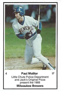 1988 Milwaukee Brewers Police - Little Chute Police Department and Jack's Original Pizza #NNO Paul Molitor Front