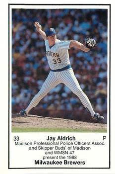 1988 Milwaukee Brewers Police - Madison Prof PO Assoc #NNO Jay Aldrich Front