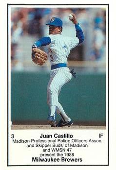 1988 Milwaukee Brewers Police - Madison Prof PO Assoc #NNO Juan Castillo Front