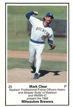 1988 Milwaukee Brewers Police - Madison Prof PO Assoc #NNO Mark Clear Front