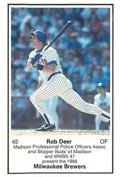 1988 Milwaukee Brewers Police - Madison Prof PO Assoc #NNO Rob Deer Front