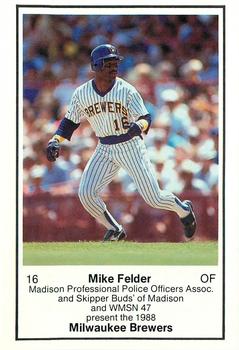 1988 Milwaukee Brewers Police - Madison Prof PO Assoc #NNO Mike Felder Front