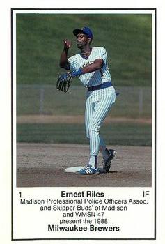 1988 Milwaukee Brewers Police - Madison Prof PO Assoc #NNO Ernest Riles Front