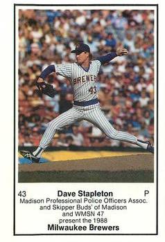 1988 Milwaukee Brewers Police - Madison Prof PO Assoc #NNO Dave Stapleton Front